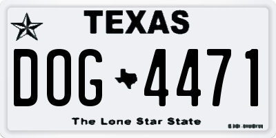 TX license plate DOG4471
