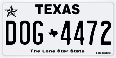 TX license plate DOG4472