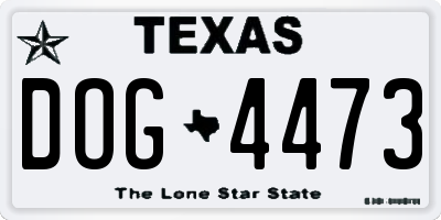 TX license plate DOG4473