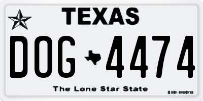 TX license plate DOG4474