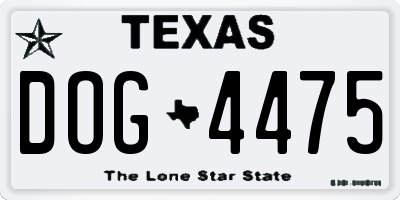 TX license plate DOG4475