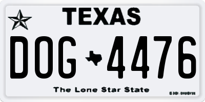 TX license plate DOG4476