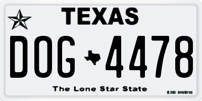 TX license plate DOG4478