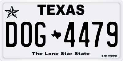TX license plate DOG4479