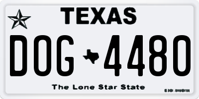TX license plate DOG4480