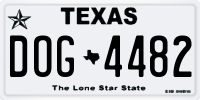 TX license plate DOG4482