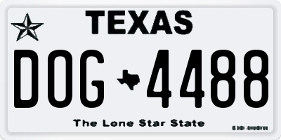 TX license plate DOG4488
