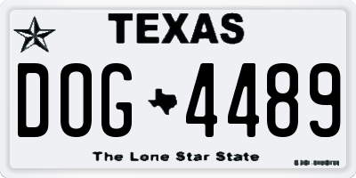TX license plate DOG4489