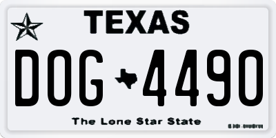 TX license plate DOG4490