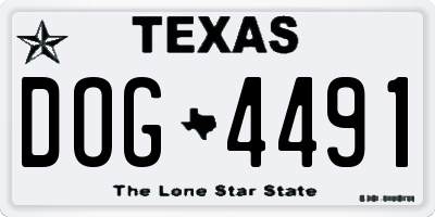TX license plate DOG4491
