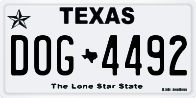 TX license plate DOG4492