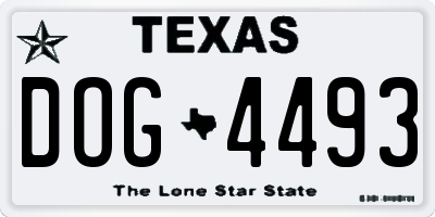 TX license plate DOG4493