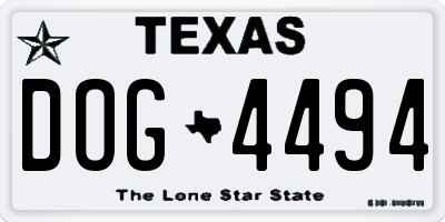 TX license plate DOG4494