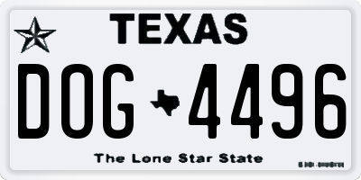 TX license plate DOG4496
