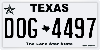 TX license plate DOG4497