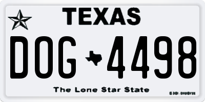 TX license plate DOG4498