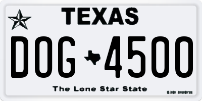 TX license plate DOG4500