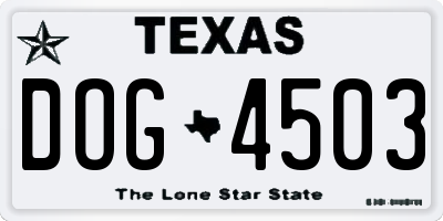 TX license plate DOG4503