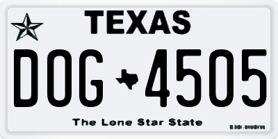 TX license plate DOG4505