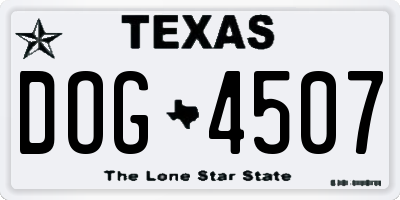 TX license plate DOG4507