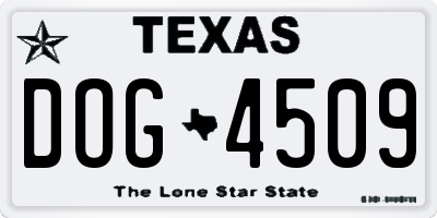 TX license plate DOG4509