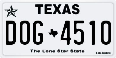 TX license plate DOG4510