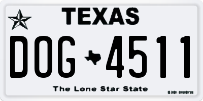 TX license plate DOG4511