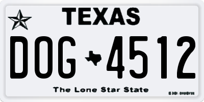 TX license plate DOG4512