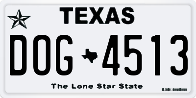TX license plate DOG4513