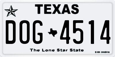 TX license plate DOG4514