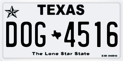 TX license plate DOG4516