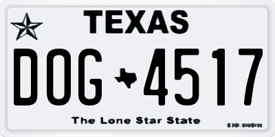 TX license plate DOG4517