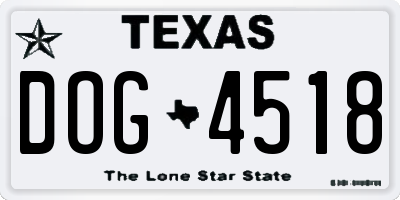 TX license plate DOG4518