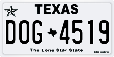 TX license plate DOG4519