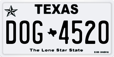 TX license plate DOG4520