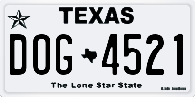 TX license plate DOG4521