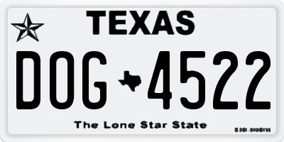 TX license plate DOG4522