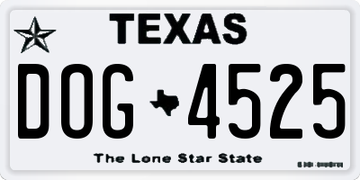 TX license plate DOG4525