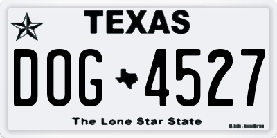 TX license plate DOG4527