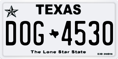 TX license plate DOG4530