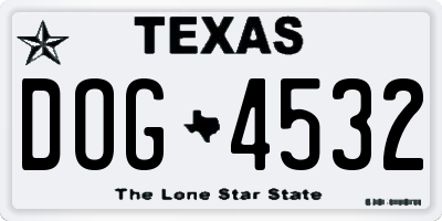 TX license plate DOG4532