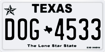 TX license plate DOG4533
