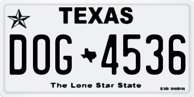 TX license plate DOG4536