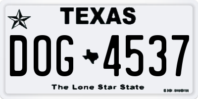 TX license plate DOG4537