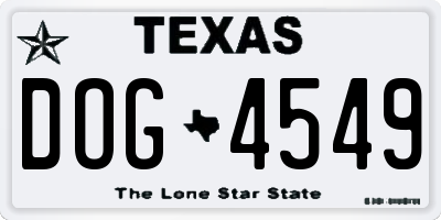 TX license plate DOG4549