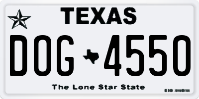 TX license plate DOG4550