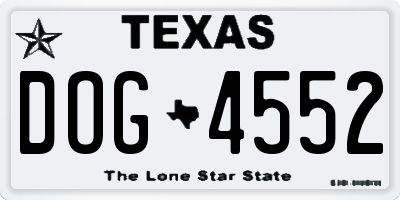 TX license plate DOG4552