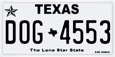 TX license plate DOG4553