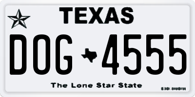 TX license plate DOG4555