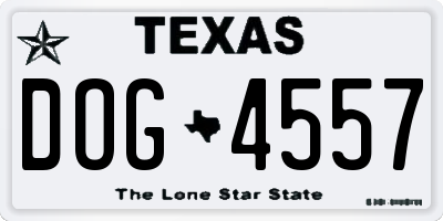 TX license plate DOG4557